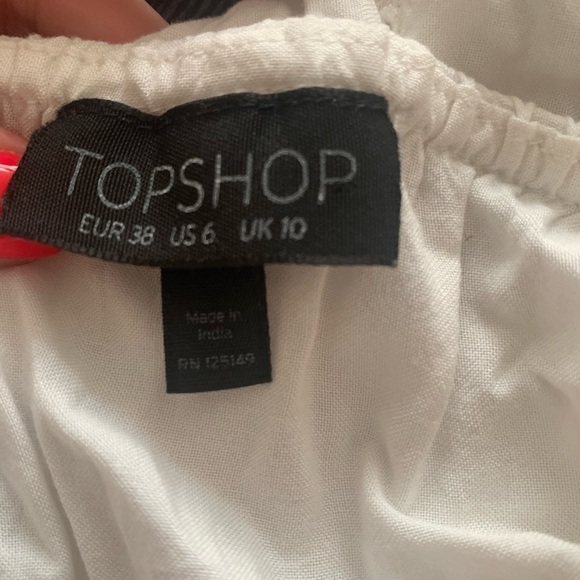 Topshop Boho Cottagecore White Eyelet Scalloped Jumpsuit Straight Leg Size 6 - Picture 11 of 15